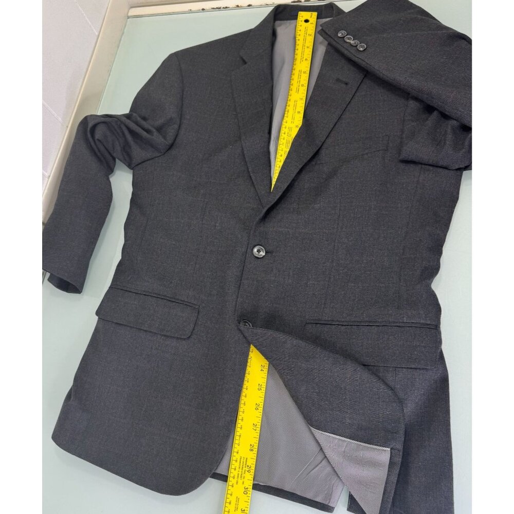Jos A Bank 1905 2 Piece Suit 39R Blazer 33X29 Pants Windowpane Plaid Gray Wool - Picture 11 of 16
